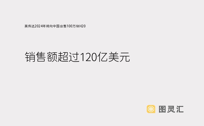 英伟达2024年将向中国出售100万块H20：销售额超过120亿美元