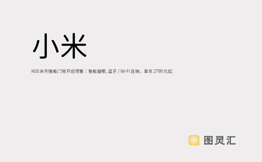 小米 M30 系列智能门锁开启预售：智能猫眼、蓝牙 / Wi-Fi 连接，首发 2799 元起