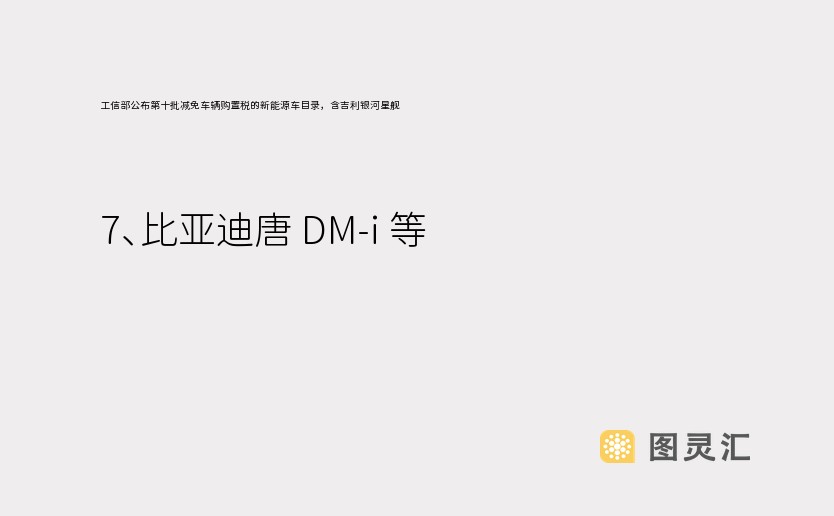 工信部公布第十批减免车辆购置税的新能源车目录，含吉利银河星舰 7、比亚迪唐 DM-i 等