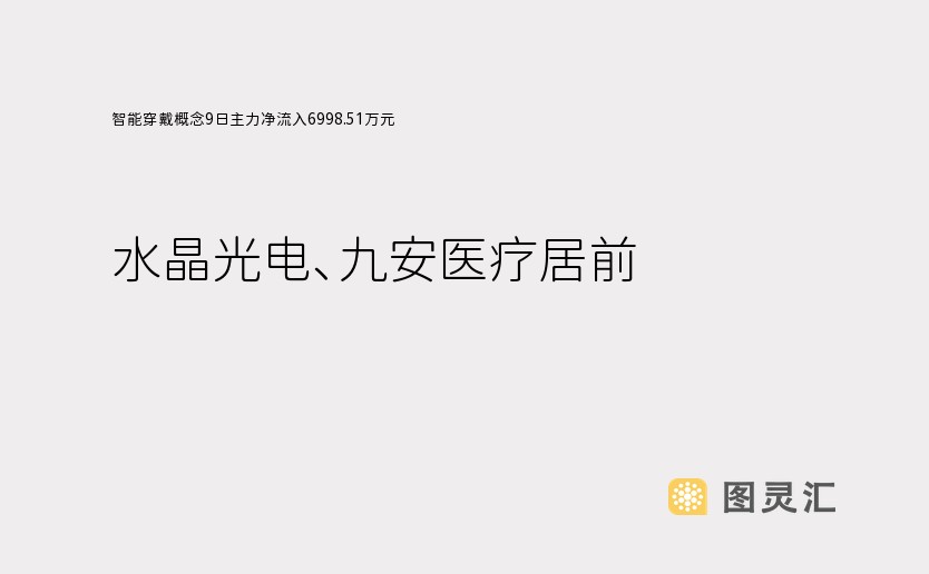 智能穿戴概念9日主力净流入6998.51万元，水晶光电、九安医疗居前