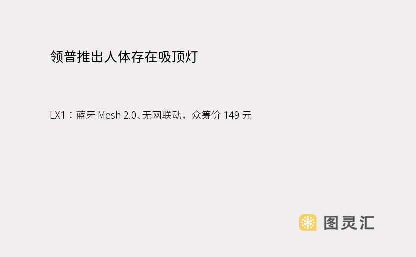 领普推出人体存在吸顶灯 LX1：蓝牙 Mesh 2.0、无网联动，众筹价 149 元