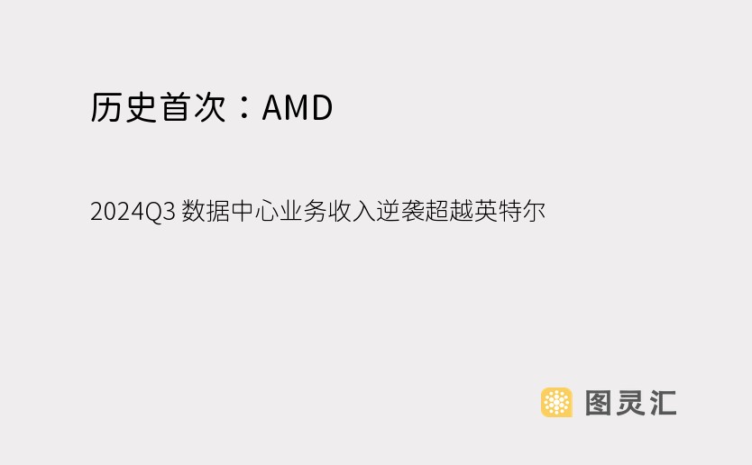 历史首次：AMD 2024Q3 数据中心业务收入逆袭超越英特尔