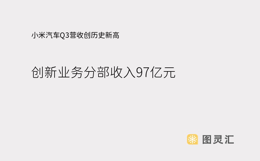 小米汽车Q3营收创历史新高，创新业务分部收入97亿元